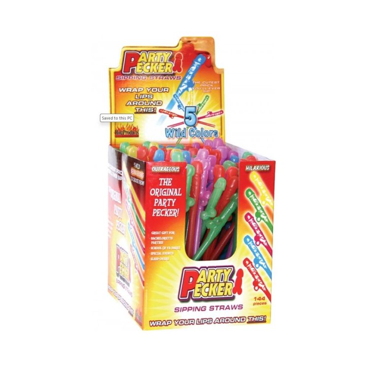 (image for) Party Pecker Sipping Straws Display (Assorted Colors) - 144pcs
