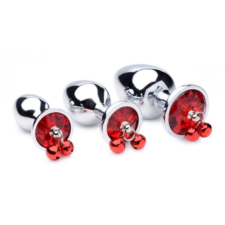 (image for) Red Gem with Bells Anal Plug Set