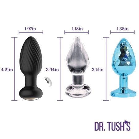 (image for) Venture Collection (Medium) - Deluxe Anal Plug Set – Vibrating Silicone, Glass & Metal