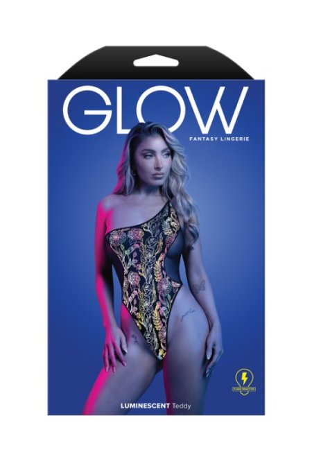 (image for) LUMINESCENT Flash reflective floral print one-shoulder teddy (Black)