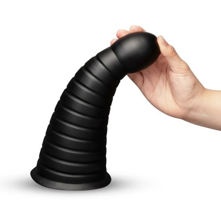 (image for) CONE - 10" TAPERED & RIBBED DILDO WITH SUCTION CUP