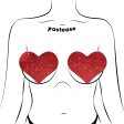 (image for) COVERAGE: Heart Glitter Red Full Breast Covers Support Tape XL