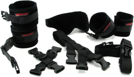 (image for) Bed Buckler Tether and Cuff Restraint Kit Black Microfiber