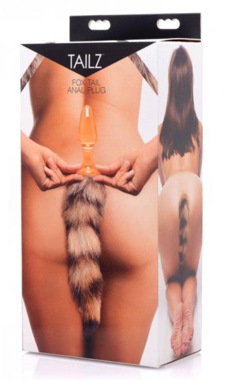 (image for) Orange Glass Butt Plug with Fox Tail