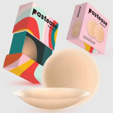 (image for) Pastease Everyday® Silicone Reusable Adhesive Nipple Covers w Travel Box - Sand - Large (D+ cups)