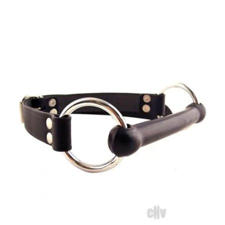 (image for) Leather Rubber O-Ring Rod Gag Black