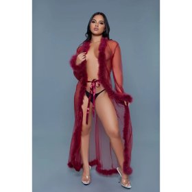 Marabou Robe - Maroon Marabou Robe - Maroon