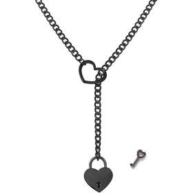 HEART & LOCK O RING SLIP CHOKE CHAIN - Black