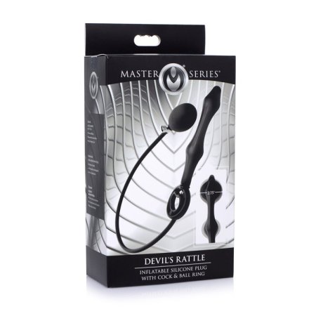 (image for) Devils Rattle Inflatable Silicone Anal Plug with Cock and Ball Ring