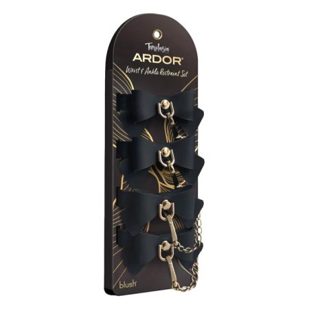 (image for) Temptasia Ardor - Silicone Wrist & Ankle Restraints - Black with Bow