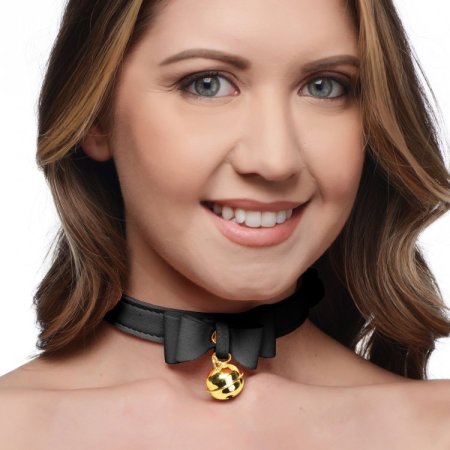 (image for) Golden Kitty Cat Bell Collar -Black/Gold