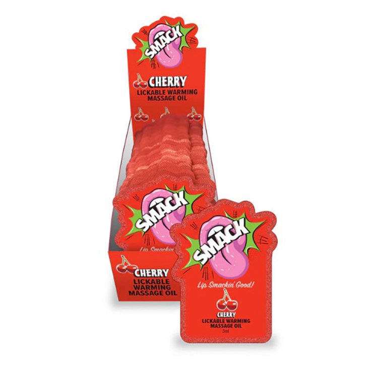 (image for) SMACK Warming & Lickable Massage Oil, Cherry 3ML Pouch Display of 36 ?