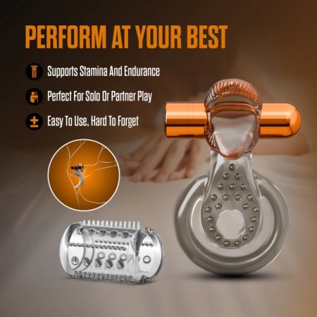 (image for) Stay Hard - Vibrating Double Cock Ring Set with Sleeve