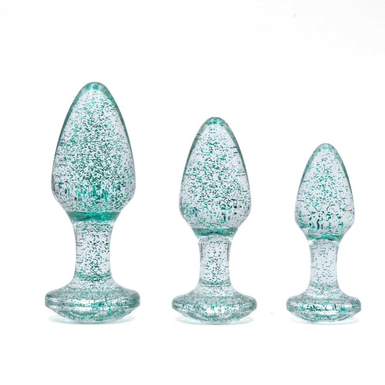 (image for) Adam & Eve Glitter Gem Butt Plug Set Blue