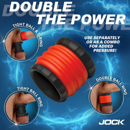 (image for) 2-in-1 Silicone Cock Ring - Red