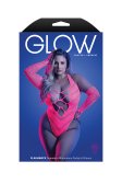 (image for) FLASHBACK UV reactive rhinestone fishnet teddy & matching gloves (or leg warmers) (Neon Pink)