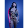 (image for) LUMINESCENT Flash reflective floral print one-shoulder teddy (Black)