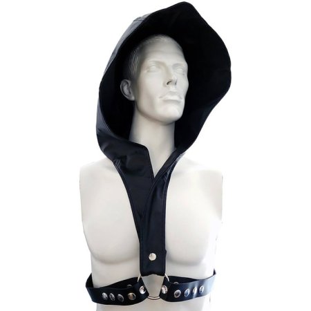 (image for) Faux Leather Hoody Harness With Leather Strap - One Size