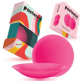 Pastease Everyday® Silicone Reusable Adhesive Nipple Covers w Travel Box - Fuchsia - Large (D+ cups)