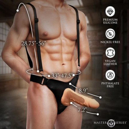(image for) Magnum 9" Hollow Silicone Dildo w/ Harness