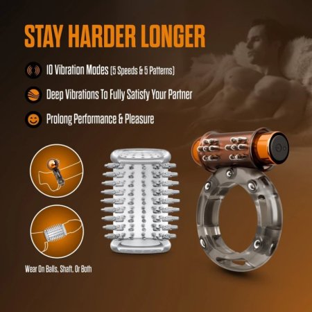 (image for) Stay Hard - Basic Vibrating Cock Ring Set with Sleeve