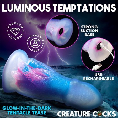 (image for) Cocktopus Deluxe Glow-in-the-Dark Vibrating Silicone Dildo w/ Remote