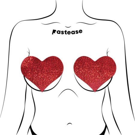(image for) COVERAGE: Heart Glitter Red Full Breast Covers Support Tape XL