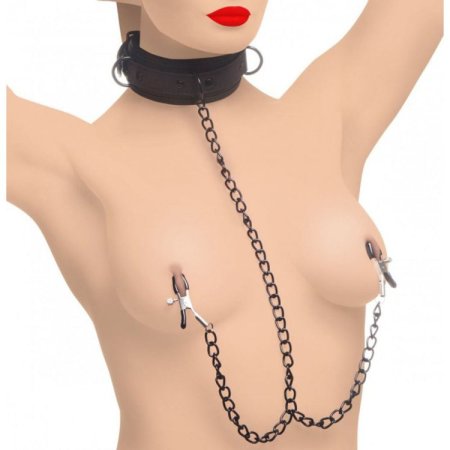 (image for) Collared Temptress Collar/Nipple Clamps