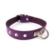(image for) Leather Thin O-Ring Studded Collar with Detachable O-Ring Purple
