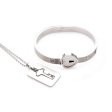 (image for) Cuffed Locking Bracelet and Key Necklace - Tungsten Steel