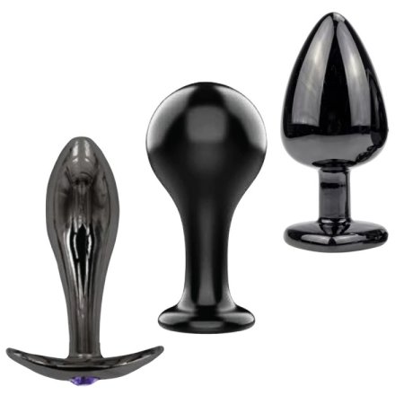 (image for) The Bad Decisions Metal Anal Plug Set – T-Bar, Round & Teardrop