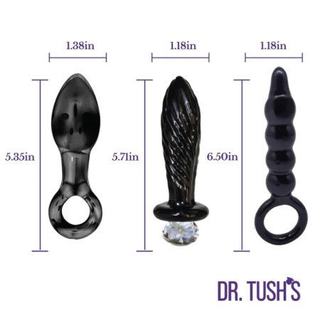 (image for) Dark Curiosity Set – All-Glass Anal Plug Trio