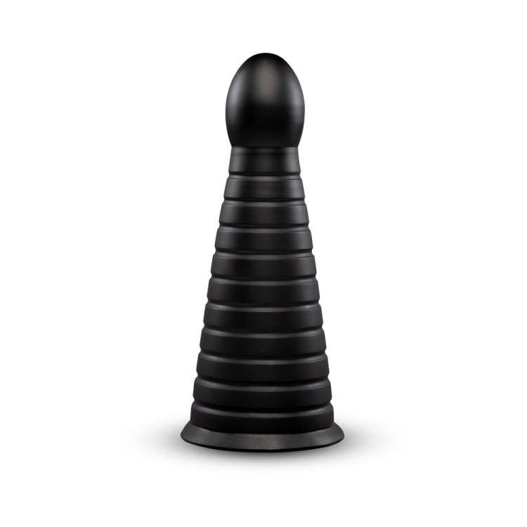 (image for) CONE - 10\" TAPERED & RIBBED DILDO WITH SUCTION CUP