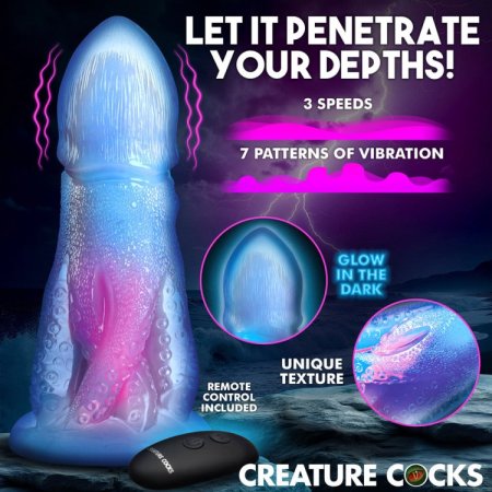 (image for) Cocktopus Deluxe Glow-in-the-Dark Vibrating Silicone Dildo w/ Remote