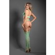 (image for) HEART OF GLASS Lace knit halter tie top, g-string panty and gartered stockings (Seaglass Green)