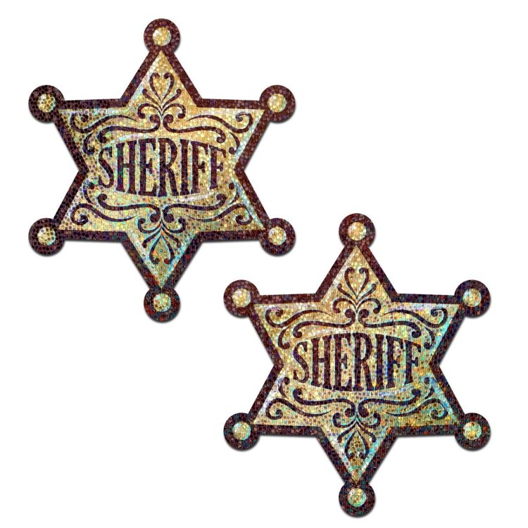 (image for) Sheriff Star: Glittering Golden Sheriff\'s Badge Pasties