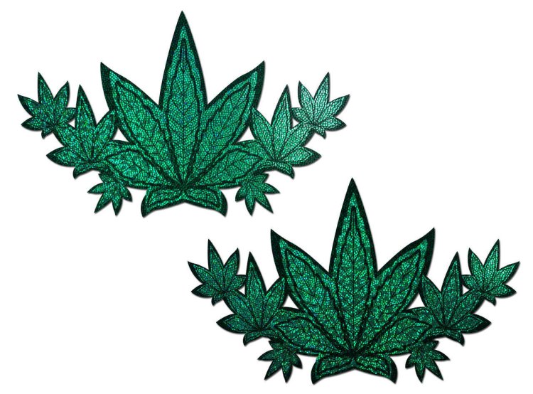 (image for) Green Glitter Pot Leaves Breast Demi*