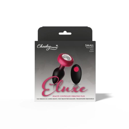 (image for) RUBY Ombre - SMALL Cheeky Charms Eluxe Vibrating Plug With Remote - Clear Gem