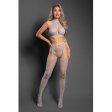 (image for) UNRAVEL ME Crotchless plunge halter teddy bodystocking in striped opaque and sheer knit (Dark Teal)