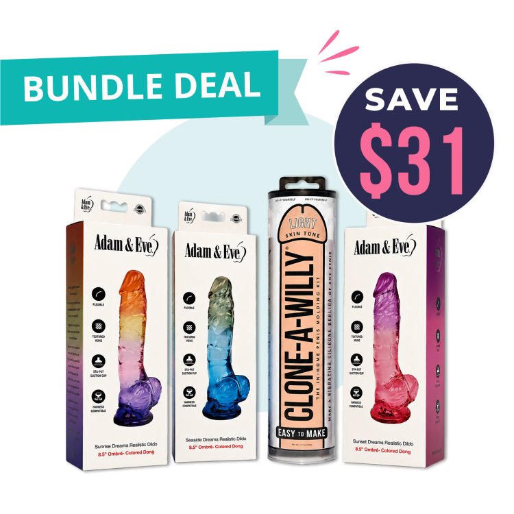 (image for) Adam & Eve Dreams Realistic Dildo + Clone A Willy Value Bundle