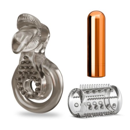(image for) Stay Hard - Vibrating Double Cock Ring Set with Sleeve