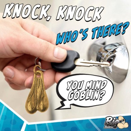 (image for) Big Nuts Brass Keychain