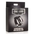 (image for) Leather & Steel Cock & Ball Ring - Black
