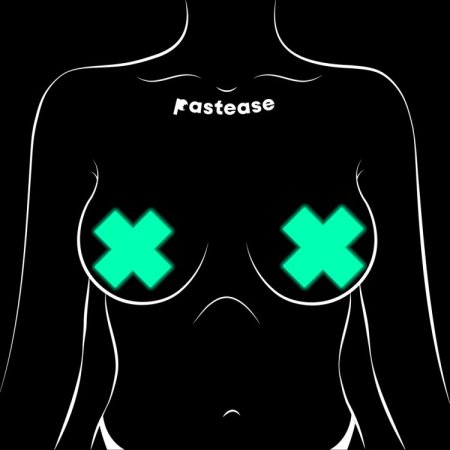 (image for) Plus X: Glow-in-the-Dark Neon Cross Pasties - Turquoise