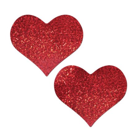 (image for) COVERAGE: Heart Glitter Red Full Breast Covers Support Tape XL