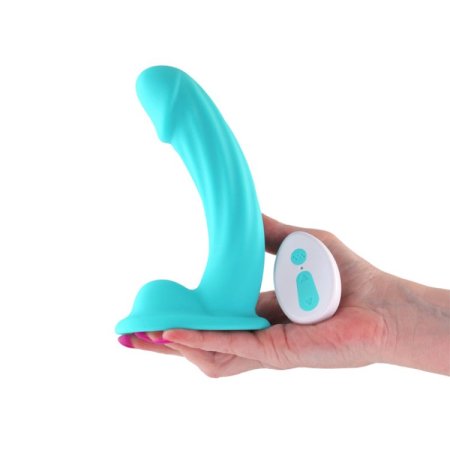 (image for) Colours - Curve - Vibrating w/ remote - 6" Dildo - Teal