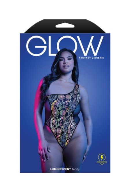 (image for) LUMINESCENT Flash reflective floral print one-shoulder teddy (Black)