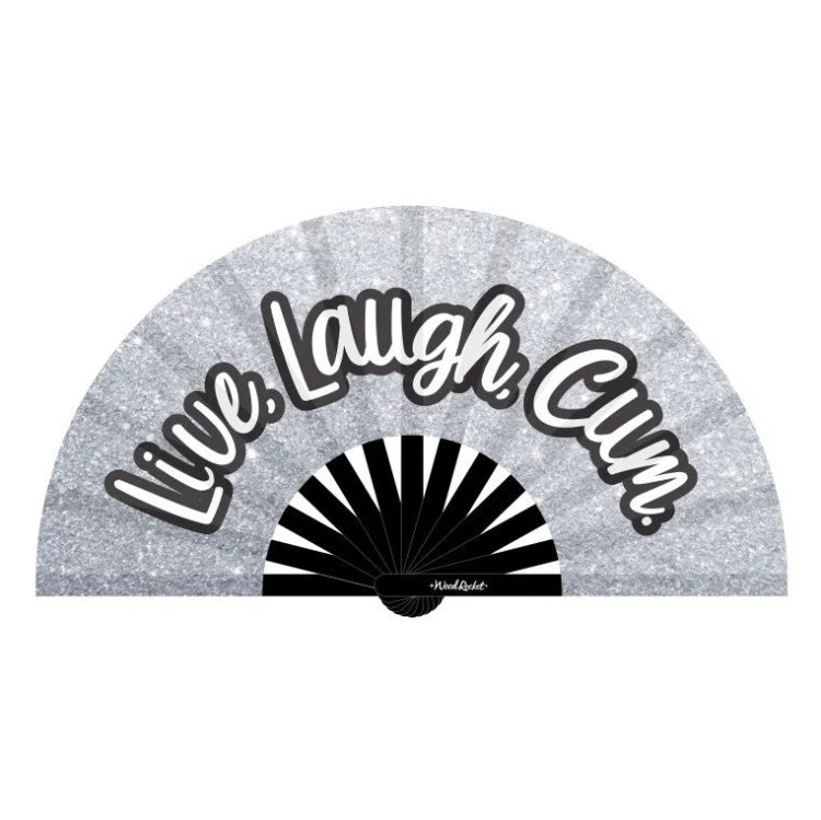(image for) Live Laugh Cum Fan - glittery silver