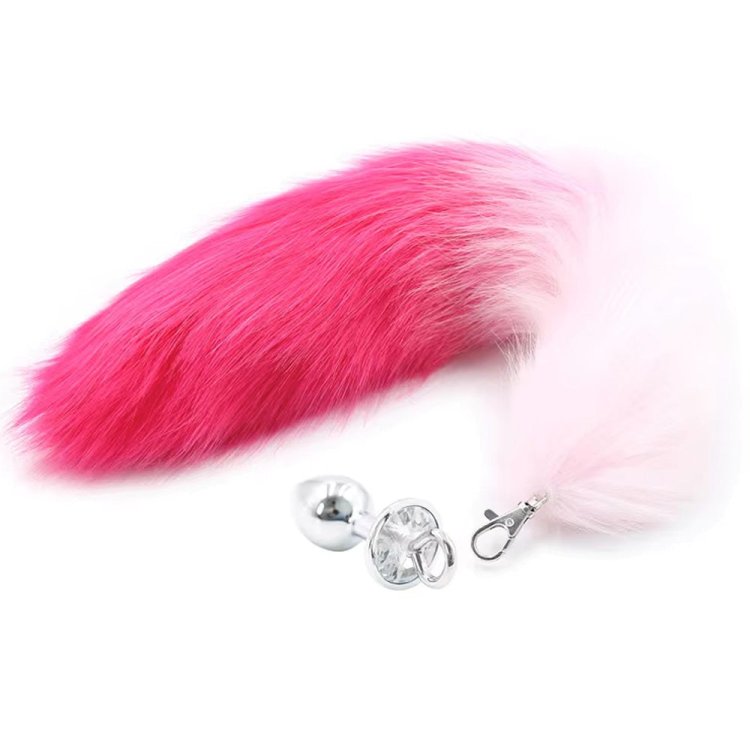 (image for) Faux Fox Tail w Detachable Plug - Medium - Pink