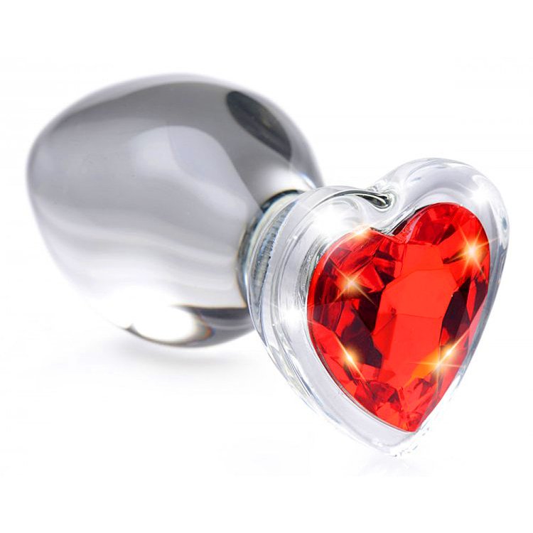 (image for) Red Heart Gem Glass Anal Plug - Medium